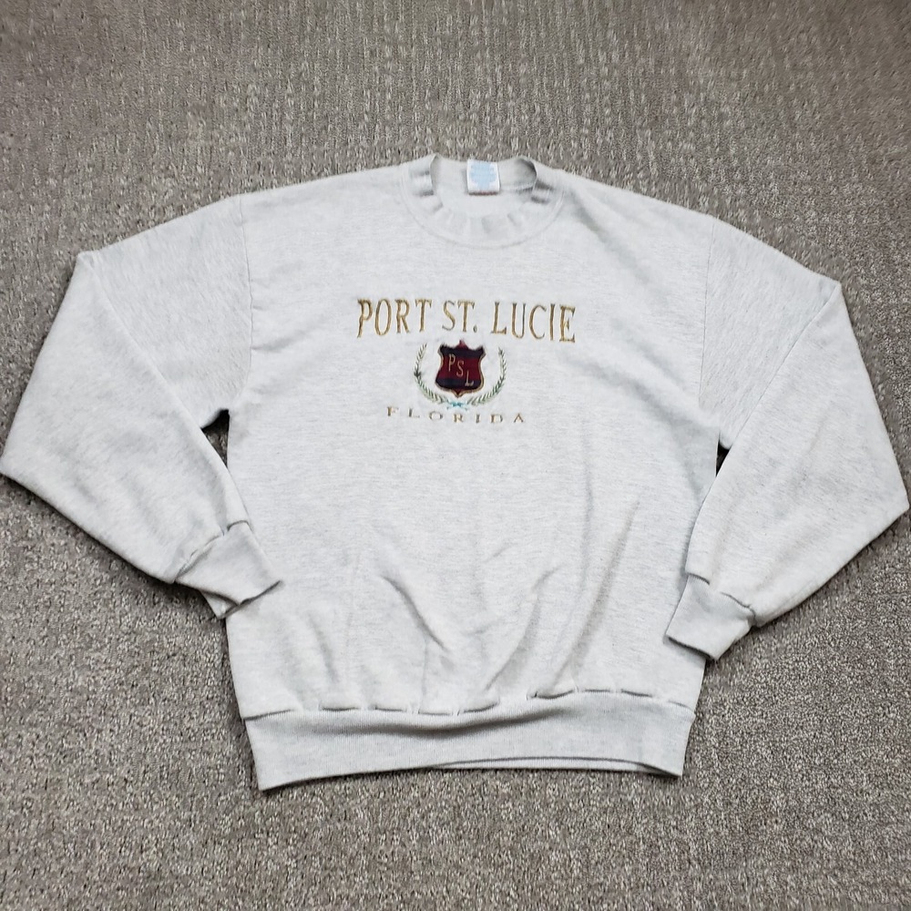 Vintage Port St Lucie Florida Sweatshirt Mens (M) Jerzees Made in USA Gray
